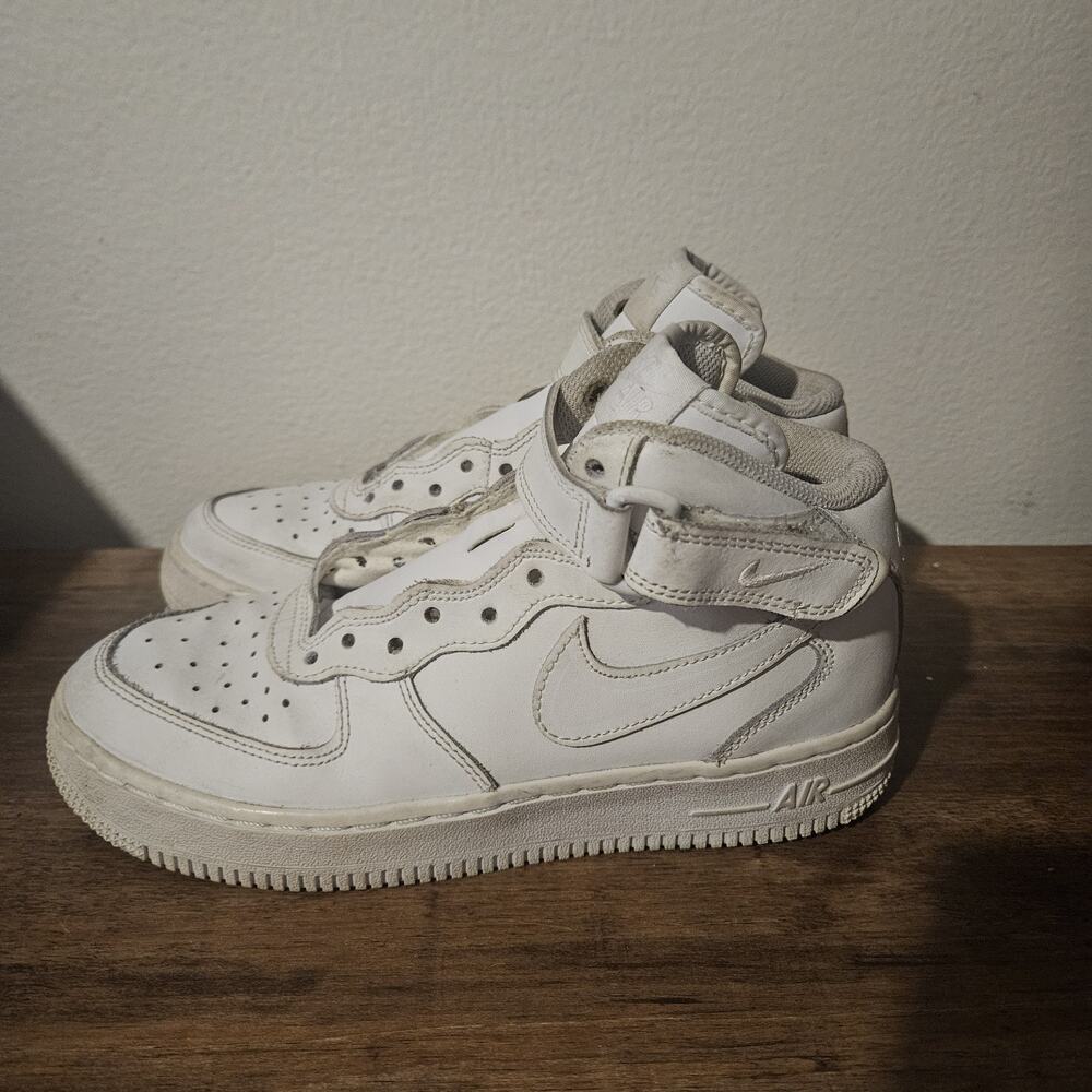 Nike Air Force 1 Mid '20 Shoes Youth Sz 5 White High Top Strap 314195-113 Clean